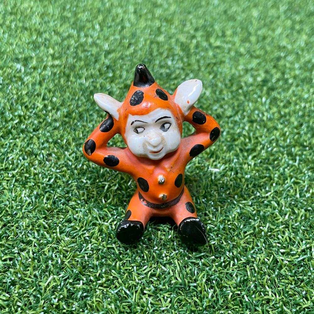 Vintage 1950s Porcelain Orange Polka Dot Japan Pixie Elf Clown